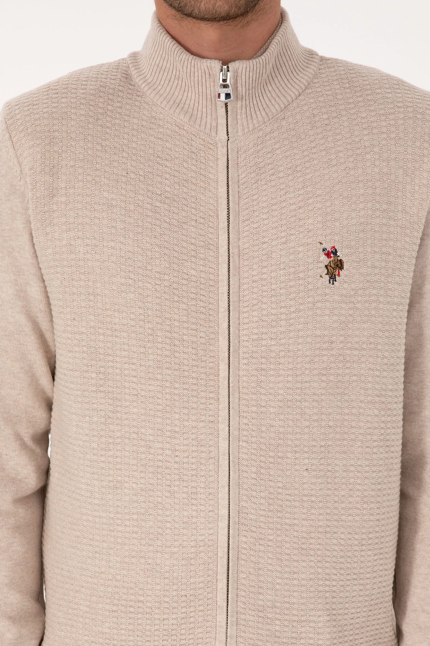 U.S. Polo Assn._Stone Melange_Stone Melange Zip Up Cardigan_G081SZ0TH0 2227188_VR225_06