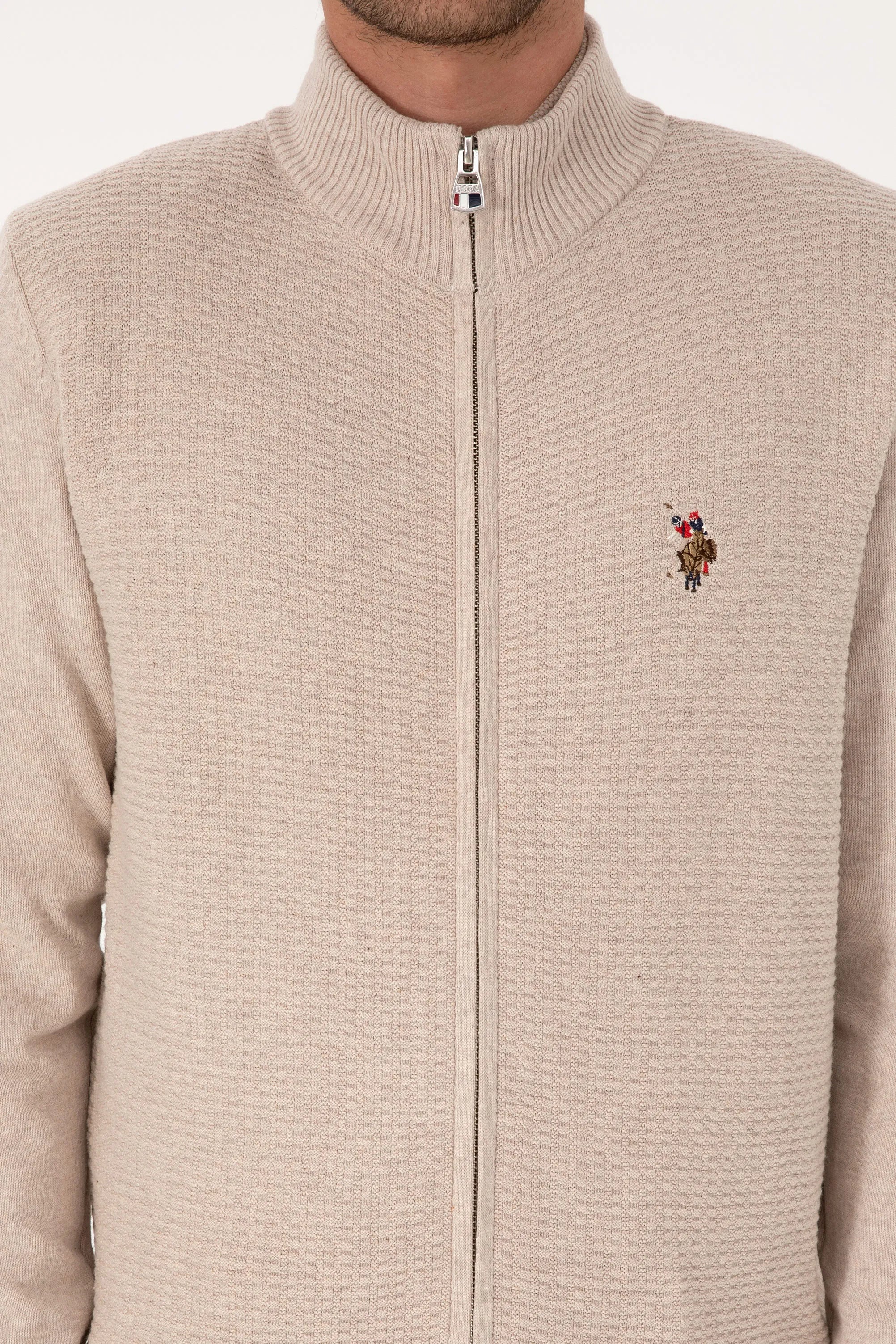 U.S. Polo Assn._Stone Melange_Stone Melange Zip Up Cardigan_G081SZ0TH0 2227188_VR225_06