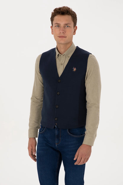 U.S. Polo Assn. Navy Men Navy Knitted Button Through Vest Jacket SKU: G081SZ0TH0 2236526_VR033 Image 03