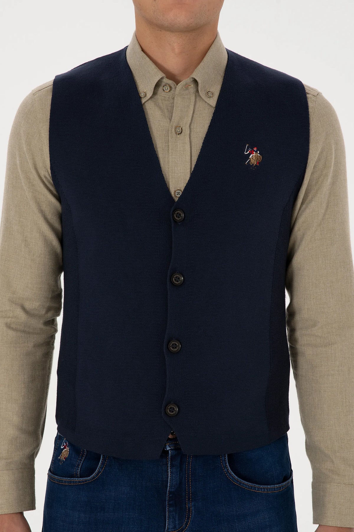 U.S. Polo Assn. Navy Men Navy Knitted Button Through Vest Jacket SKU: G081SZ0TH0 2236526_VR033 Image 06