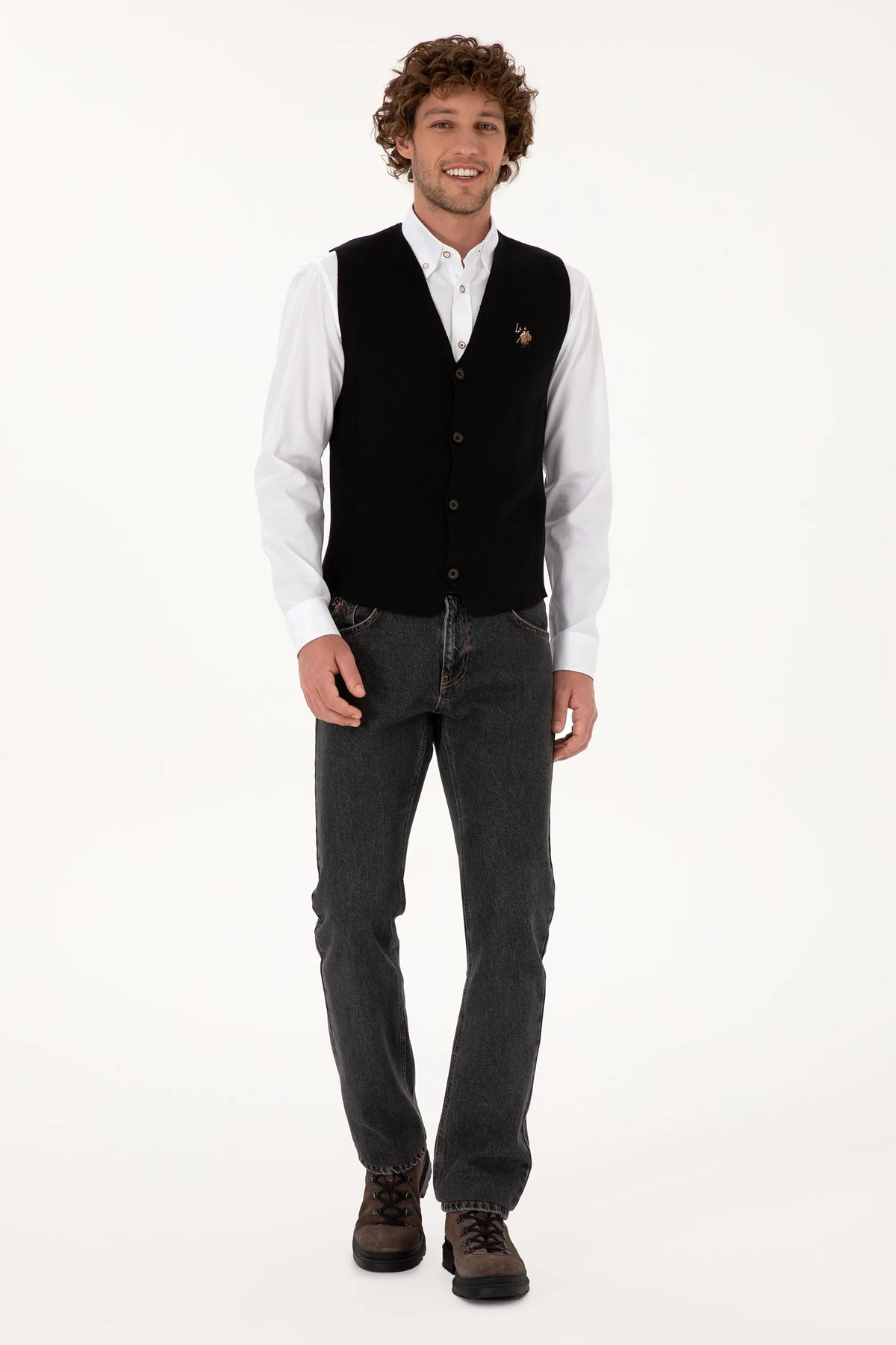 U.S. Polo Assn. Black Men Black Knitted Button Through Vest Jacket SKU: G081SZ0TH0 2236526_VR046 Image 04