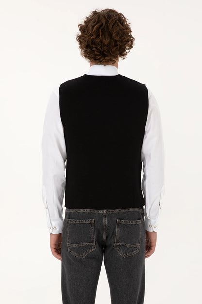 U.S. Polo Assn. Black Men Black Knitted Button Through Vest Jacket SKU: G081SZ0TH0 2236526_VR046 Image 05