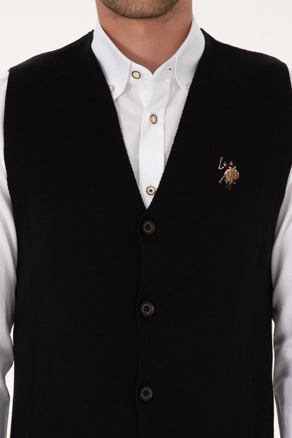 U.S. Polo Assn. Black Men Black Knitted Button Through Vest Jacket SKU: G081SZ0TH0 2236526_VR046 Image 06