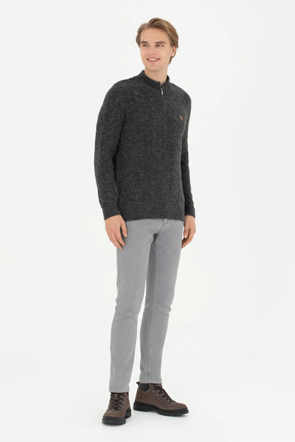 U.S. Polo Assn. Anthracite Melange Men Anthracite Melange Half Zip Knitted Pullover SKU: G081SZ0TK0 1669347_VR081 Image 04