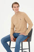 U.S. Polo Assn. Sand Melange Men Sand Melange Half Zip Knitted Pullover SKU: G081SZ0TK0 1669347_VR123 Image 01