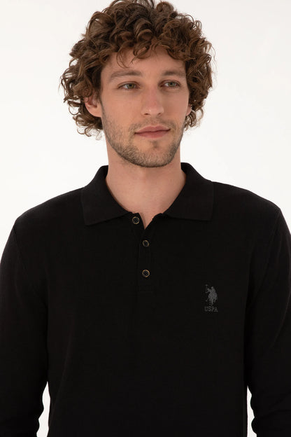 U.S. Polo Assn._Black_Black Long Sleeve Polo Shirt_G081SZ0TK0 2227111_VR046_02