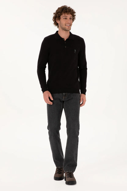 U.S. Polo Assn._Black_Black Long Sleeve Polo Shirt_G081SZ0TK0 2227111_VR046_04