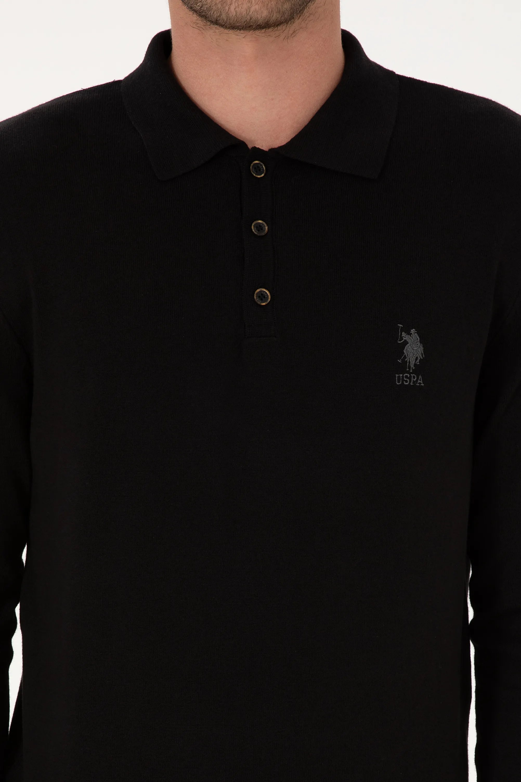 U.S. Polo Assn._Black_Black Long Sleeve Polo Shirt_G081SZ0TK0 2227111_VR046_06