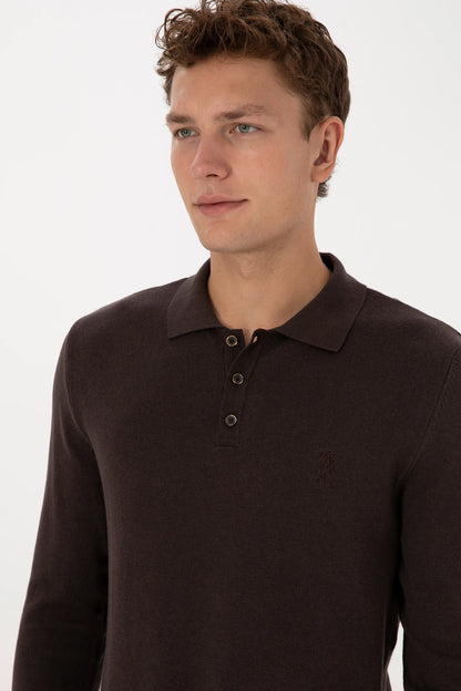U.S. Polo Assn._Dark Brown_Dark Brown Long Sleeve Polo Shirt_G081SZ0TK0 2227111_VR084_02