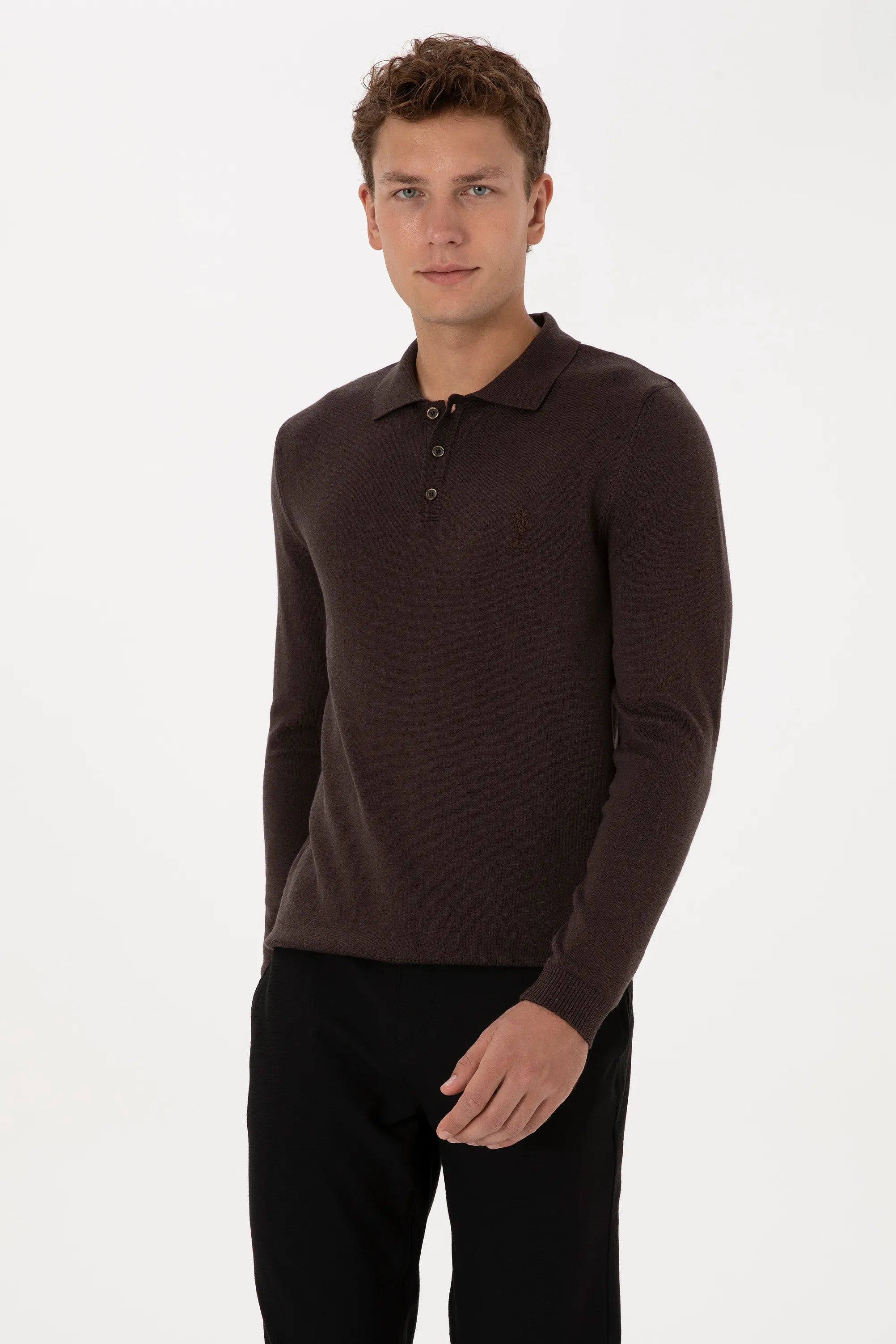 U.S. Polo Assn._Brown_Dark Brown Long Sleeve Polo Shirt_G081SZ0TK0 2227111_VR084_03