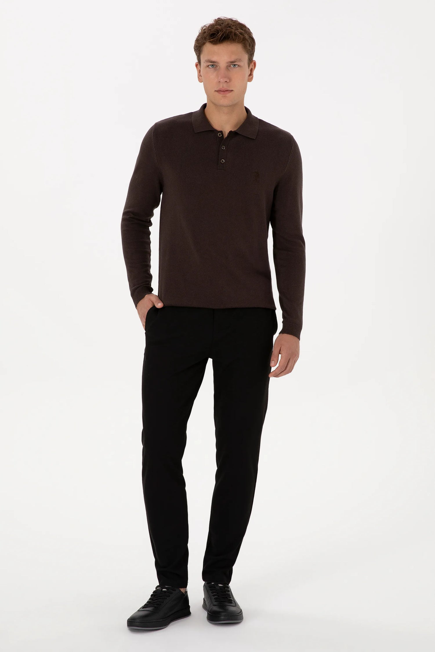 U.S. Polo Assn._Brown_Dark Brown Long Sleeve Polo Shirt_G081SZ0TK0 2227111_VR084_04