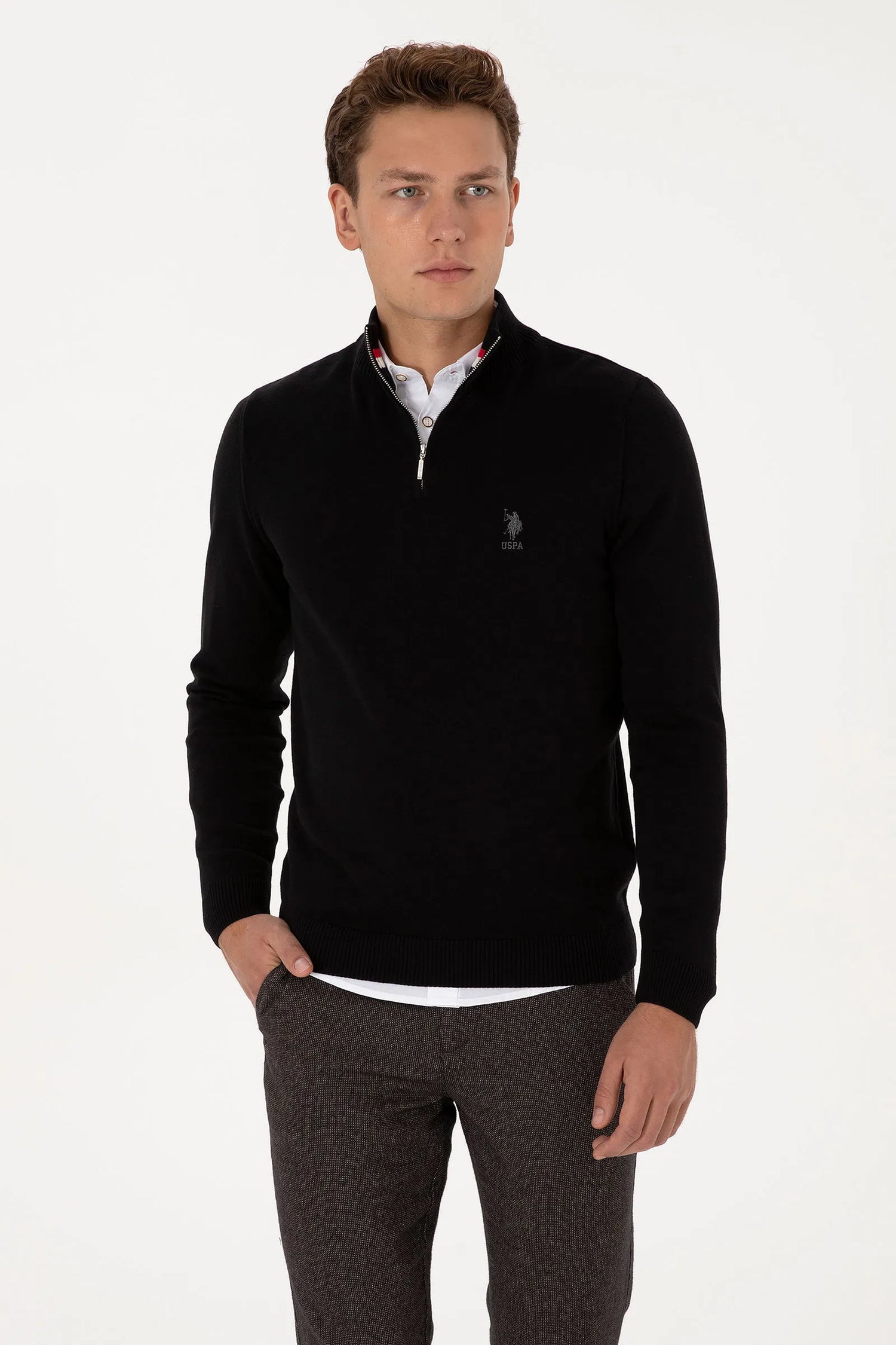 U.S. Polo Assn._Black_Black Pullover With Zipper_G081SZ0TK0 2334906_VR046_01