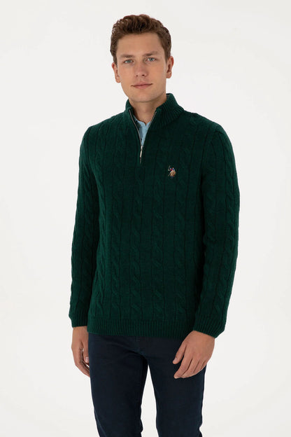 U.S. Polo Assn._Dark Green_Dark Green Sweater With Zipper_G081SZ0TK0 2335377_VR079_01