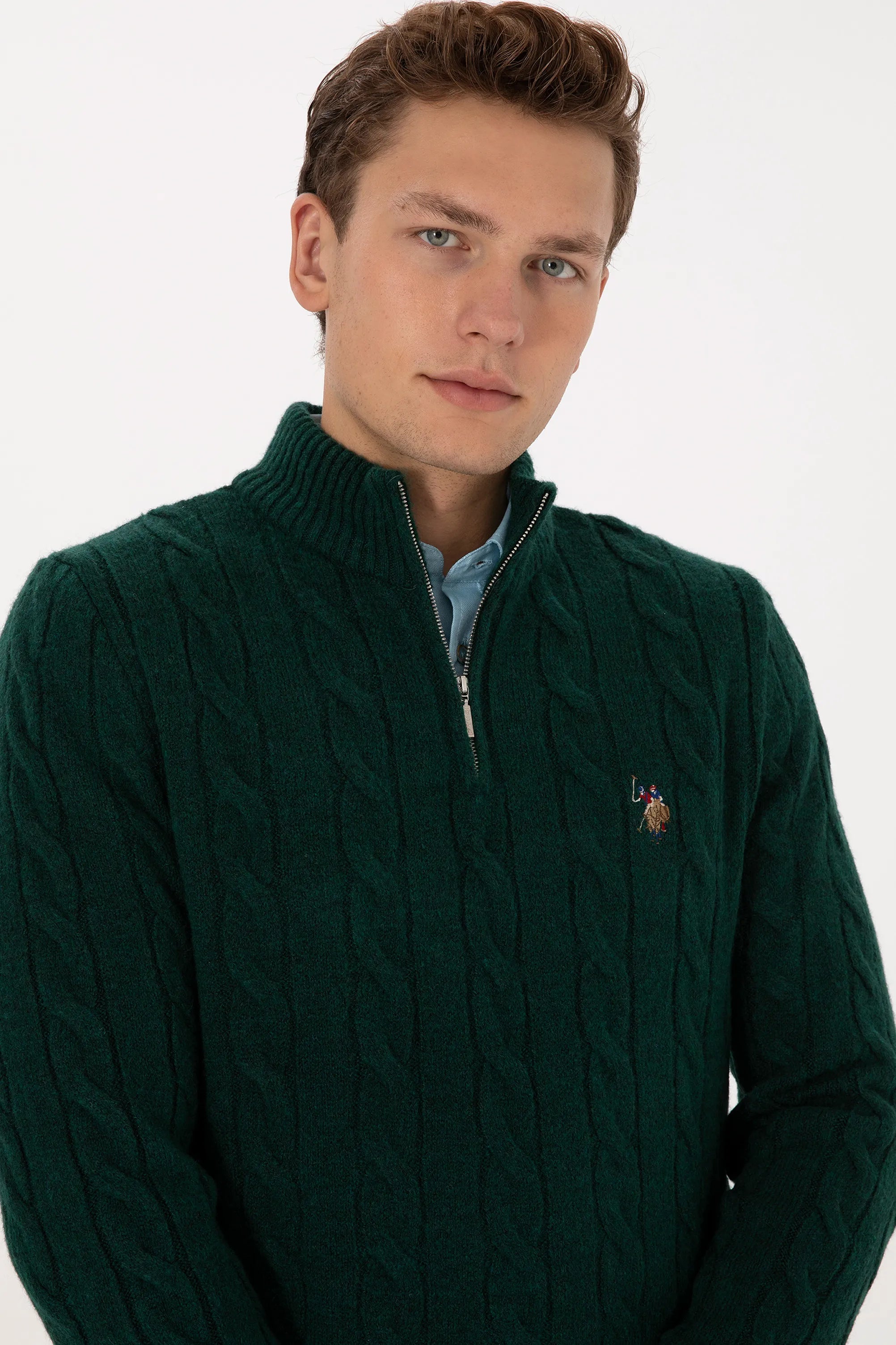 U.S. Polo Assn._Dark Green_Dark Green Sweater With Zipper_G081SZ0TK0 2335377_VR079_02