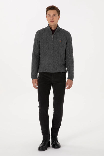 U.S. Polo Assn._Anthracite Mela_Anthracite Mela Sweater With Zipper_G081SZ0TK0 2335377_VR081_04