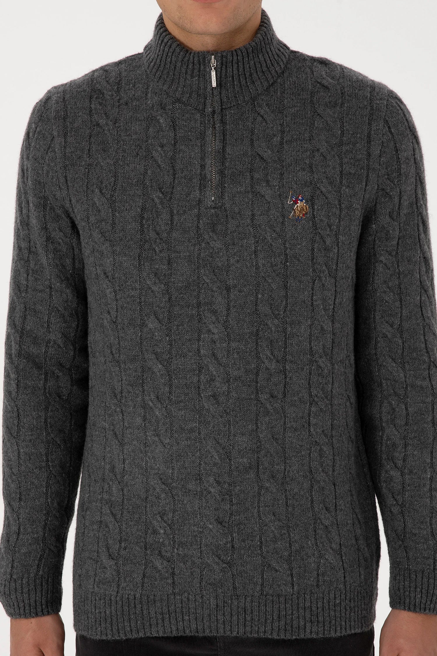 U.S. Polo Assn._Anthracite Mela_Anthracite Mela Sweater With Zipper_G081SZ0TK0 2335377_VR081_06