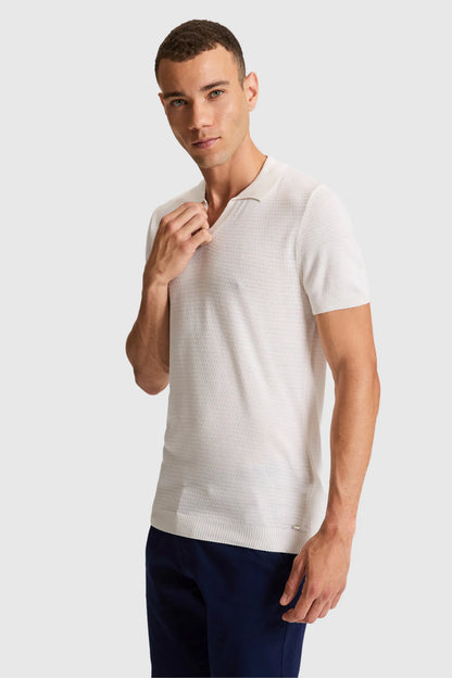 U.S. Polo Assn. Cream Men Cream Short Sleeve Knitted Polo Shirt SKU: G081SZ0TK0 PU-12925_VR071 Image 01