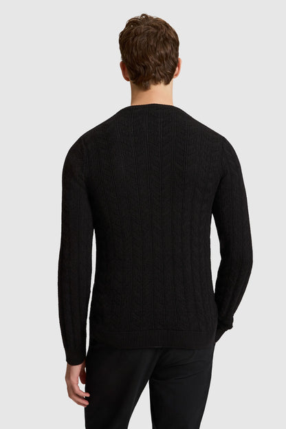 U.S. Polo Assn. Black Men Black Cable Knit Crew Neck Pullover SKU: G081SZ0TK0 PU-14829_VR046 Image 05