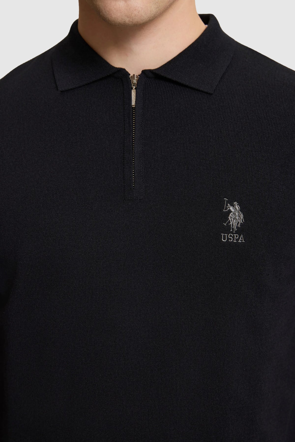 U.S. Polo Assn. Black Men Black Half Zip Knitted Pullover SKU: G081SZ0TK0 PU-15028_VR046 Image 06