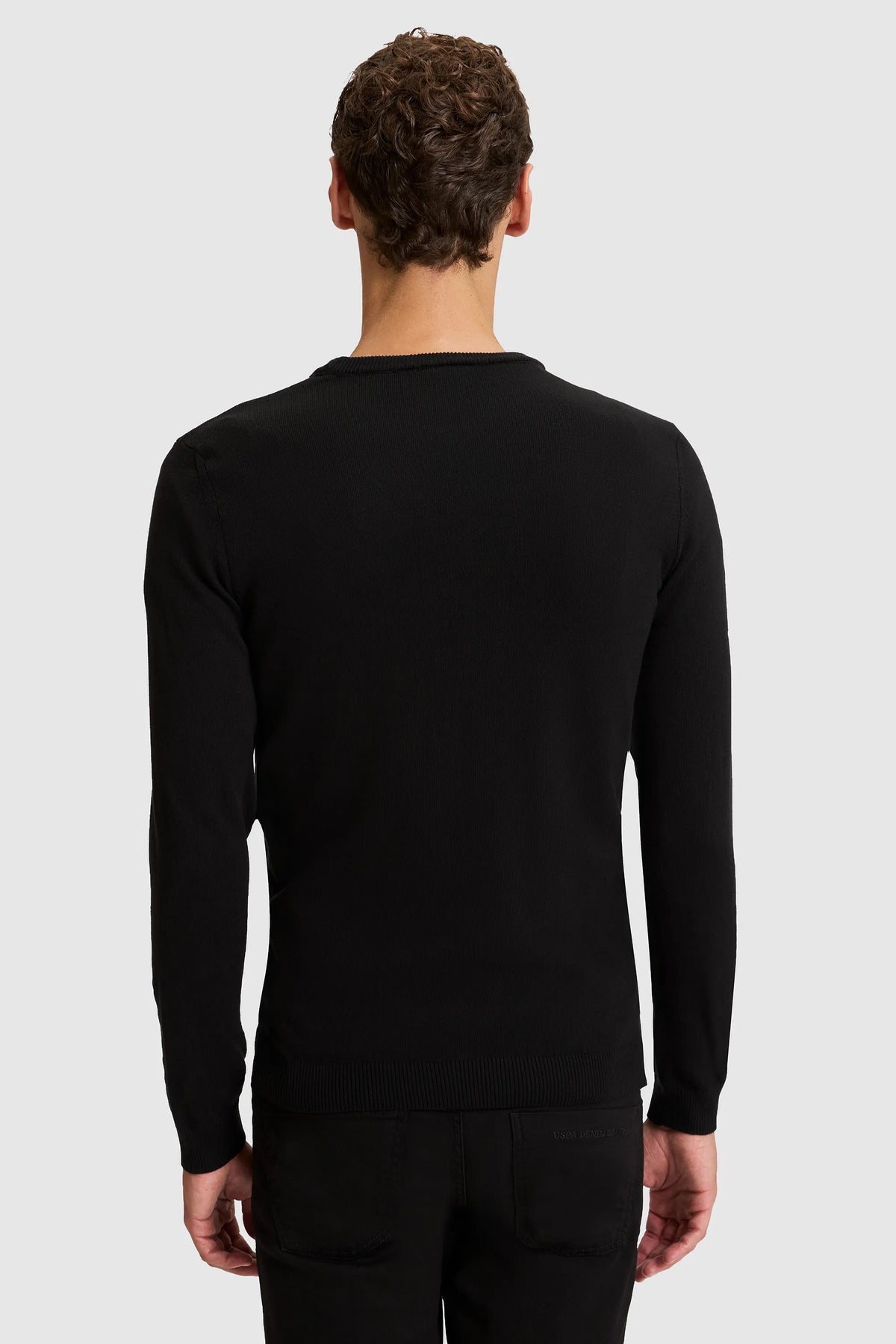 U.S. Polo Assn. Black Men Black Fine Knit Crew Neck Pullover SKU: G081SZ0TK0 PU-18548_VR046 Image 05