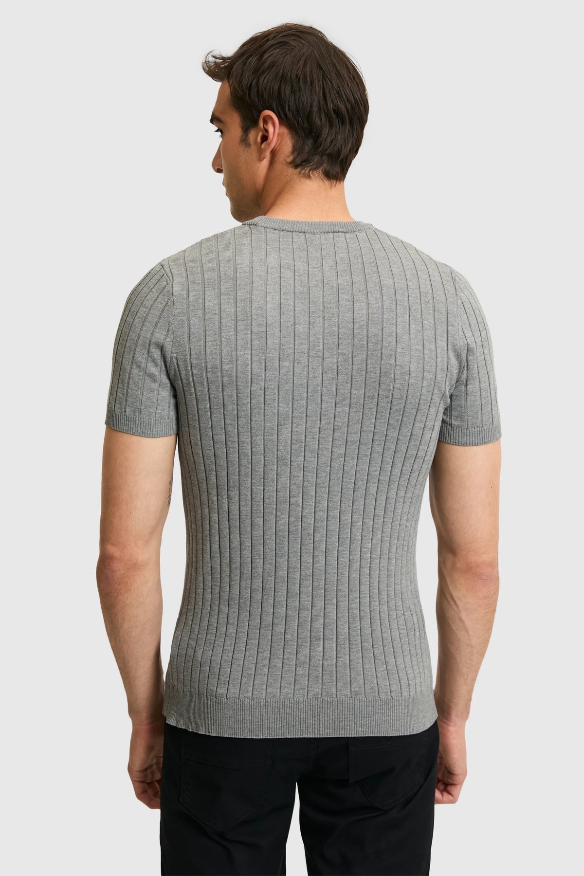U.S. Polo Assn. Grey Men Grey Short Sleeve Ribbed Knit Pullover SKU: G081SZ0TK0 PU-9404_VR024 Image 05
