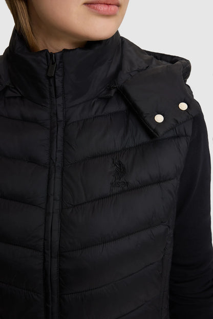 U.S. Polo Assn. Black Women Black Hooded Padded Vest SKU: G082GL0100 PU-13437_VR046 Image 06