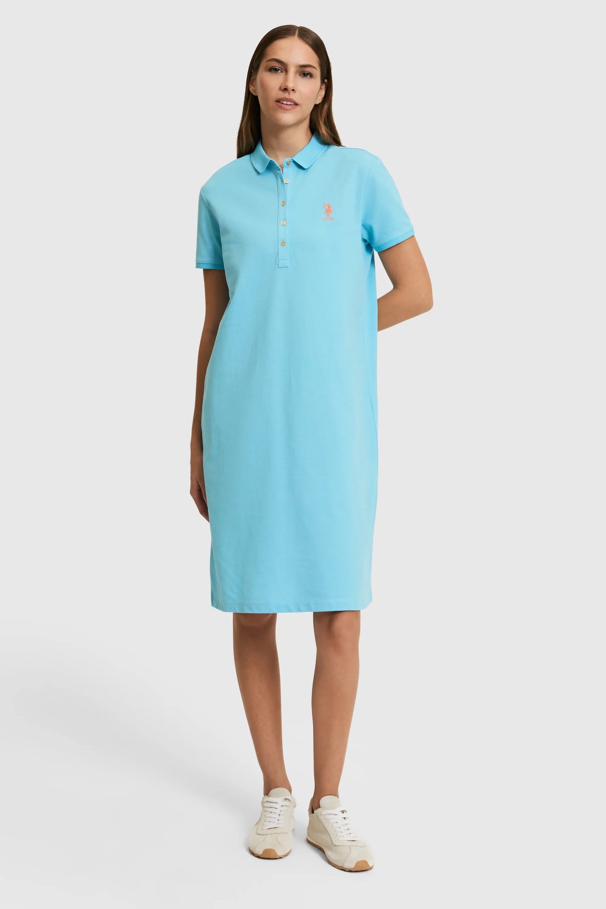 U.S. Polo Assn. Aqua Women Aqua Short Sleeve PiquŽ Polo Knee-Length Dress SKU: G082GL0750 PU-8810_VR007 Image 04