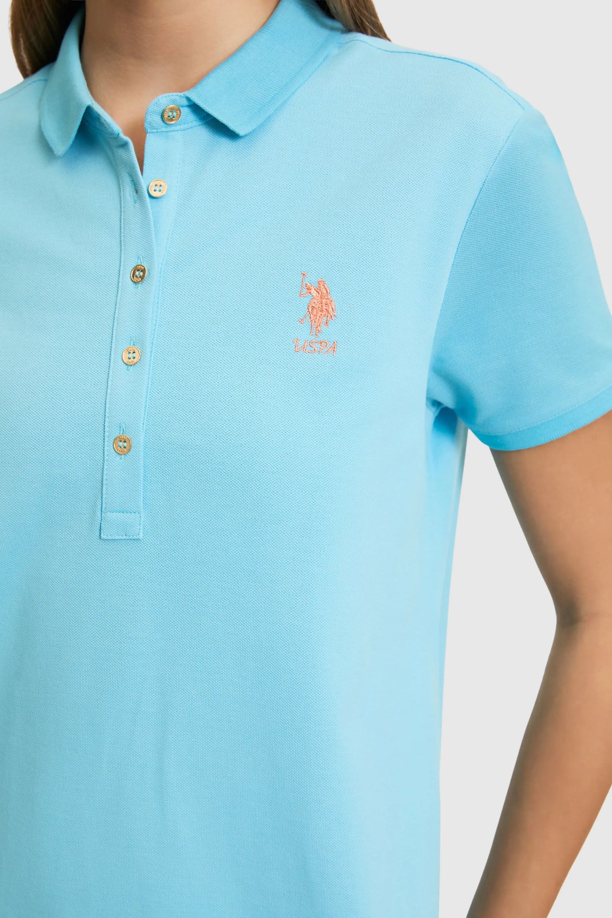 U.S. Polo Assn. Aqua Women Aqua Short Sleeve PiquŽ Polo Knee-Length Dress SKU: G082GL0750 PU-8810_VR007 Image 06