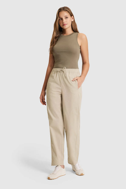 U.S. Polo Assn. Light Khaki Women Light Khaki Wide Leg Drawstring Slip on Trousers SKU: G082GL0780 PU-9823_VR183 Image 01
