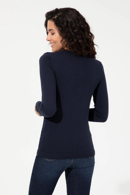 U.S. Polo Assn. Navy Women Navy Cable Knit V Neck Pullover SKU: G082GL0TK0 1430193_VR033 Image 05