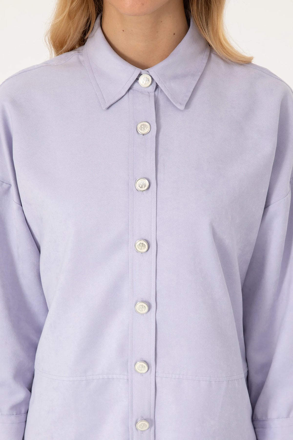 U.S. Polo Assn. Lavender Women Lavender Oversized Long Sleeve Shirt SKU: G082SZ0040 2237571_VR245 Image 06