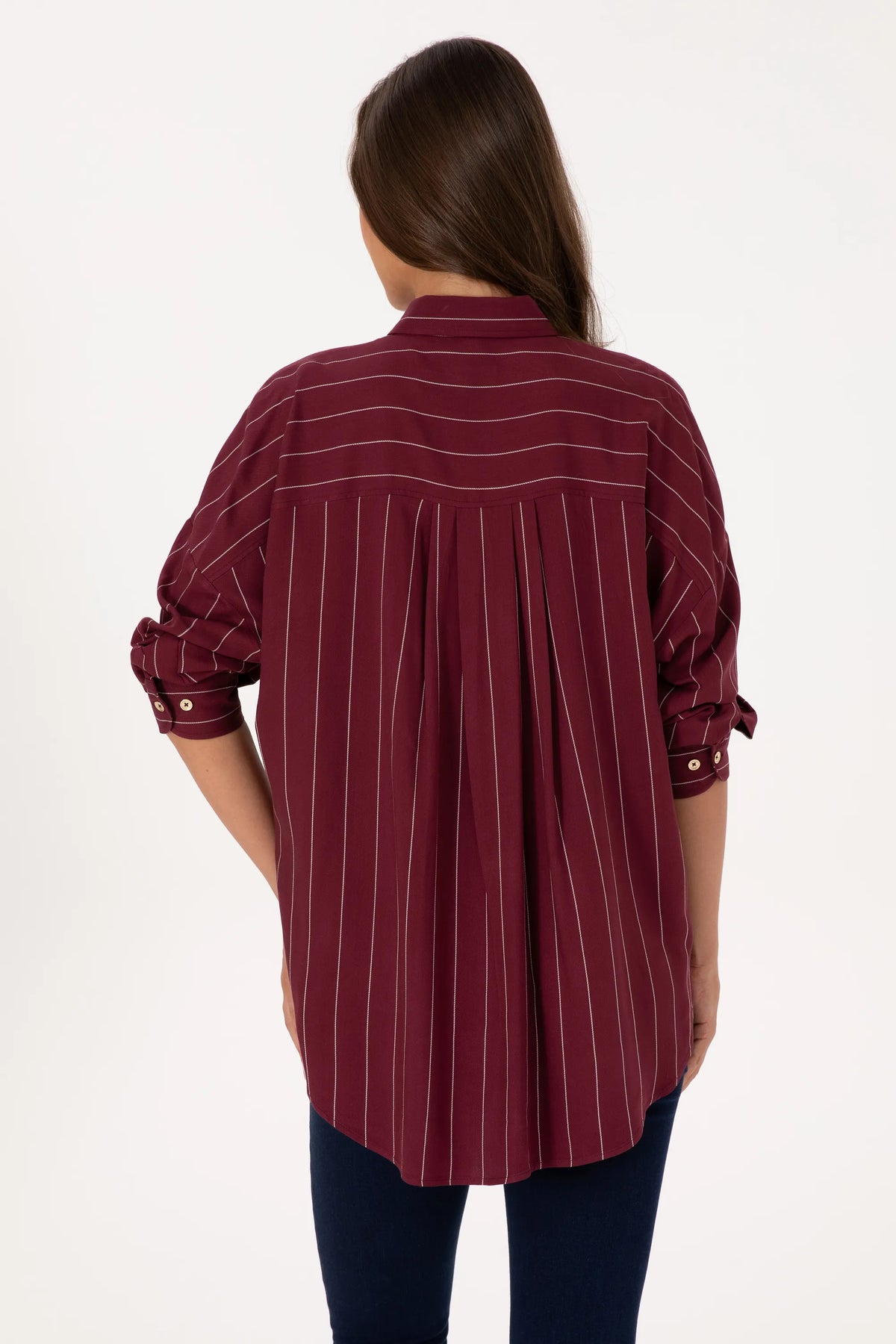 U.S. Polo Assn. New Plum Women Plum Long Sleeve Striped Longline Shirt SKU: G082SZ0040 2237657_VR177 Image 05