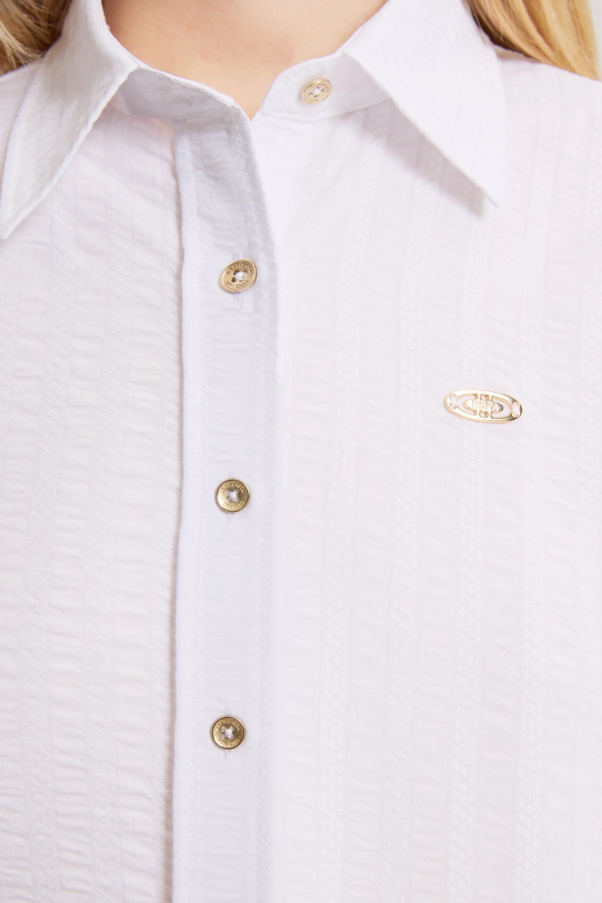 U.S. Polo Assn. White Women White Long Sleeve Textured Cotton Shirt SKU: G082SZ0040 PU-12834_VR013 Image 06