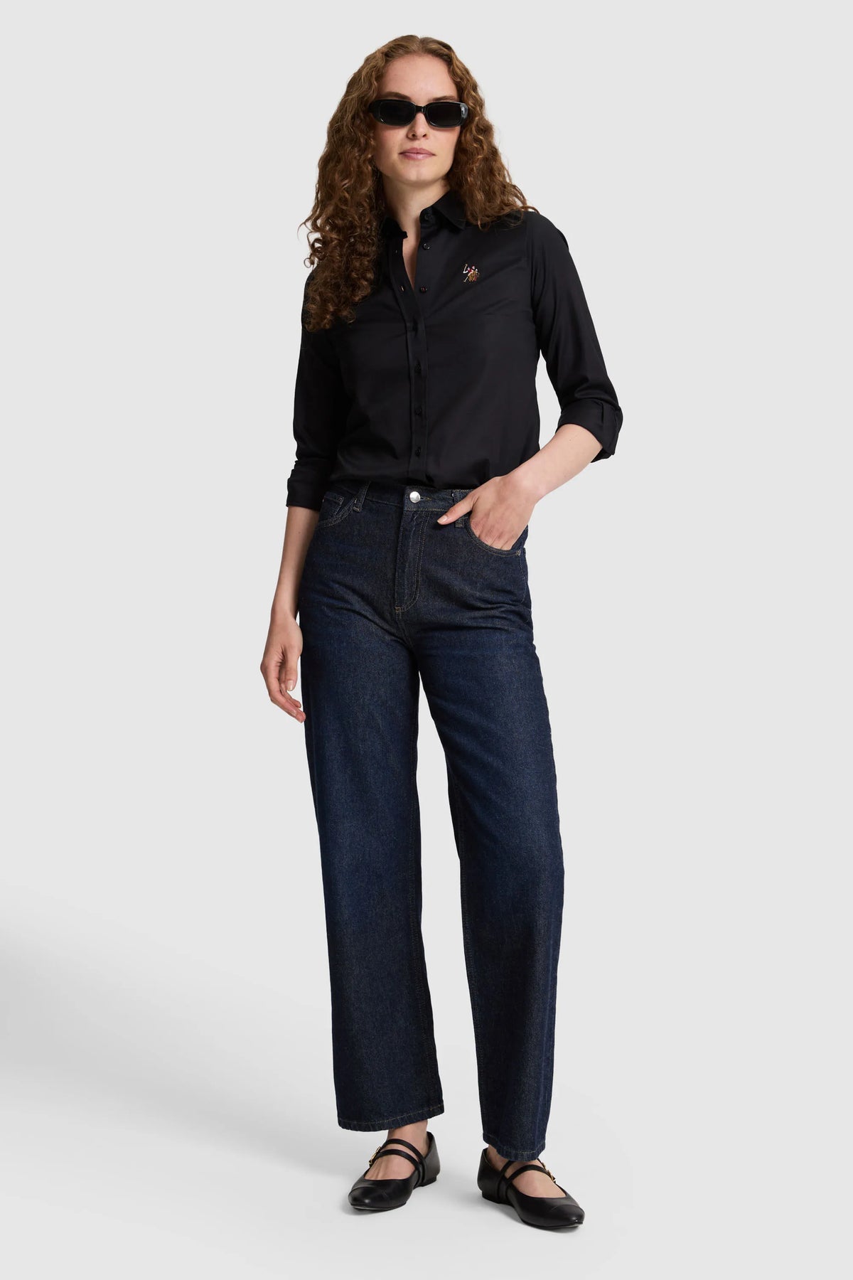 U.S. Polo Assn. Black Women Black Long Sleeve Poplin Shirt SKU: G082SZ0040 PU-13079_VR046 Image 04