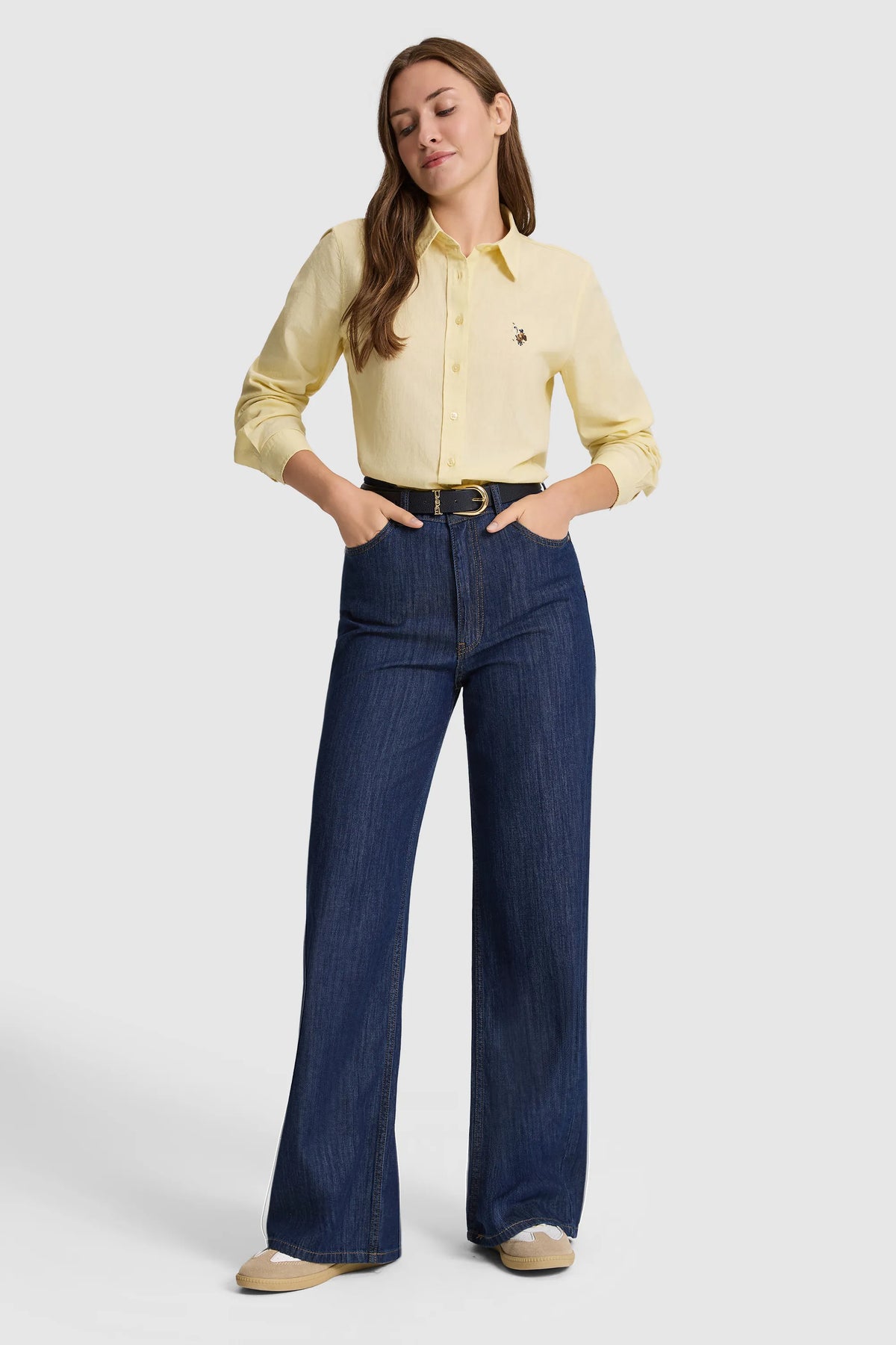 U.S. Polo Assn. Light Yellow Women Light Yellow Long Sleeve Oxford Shirt SKU: G082SZ0040 PU-8737_VR004 Image 04