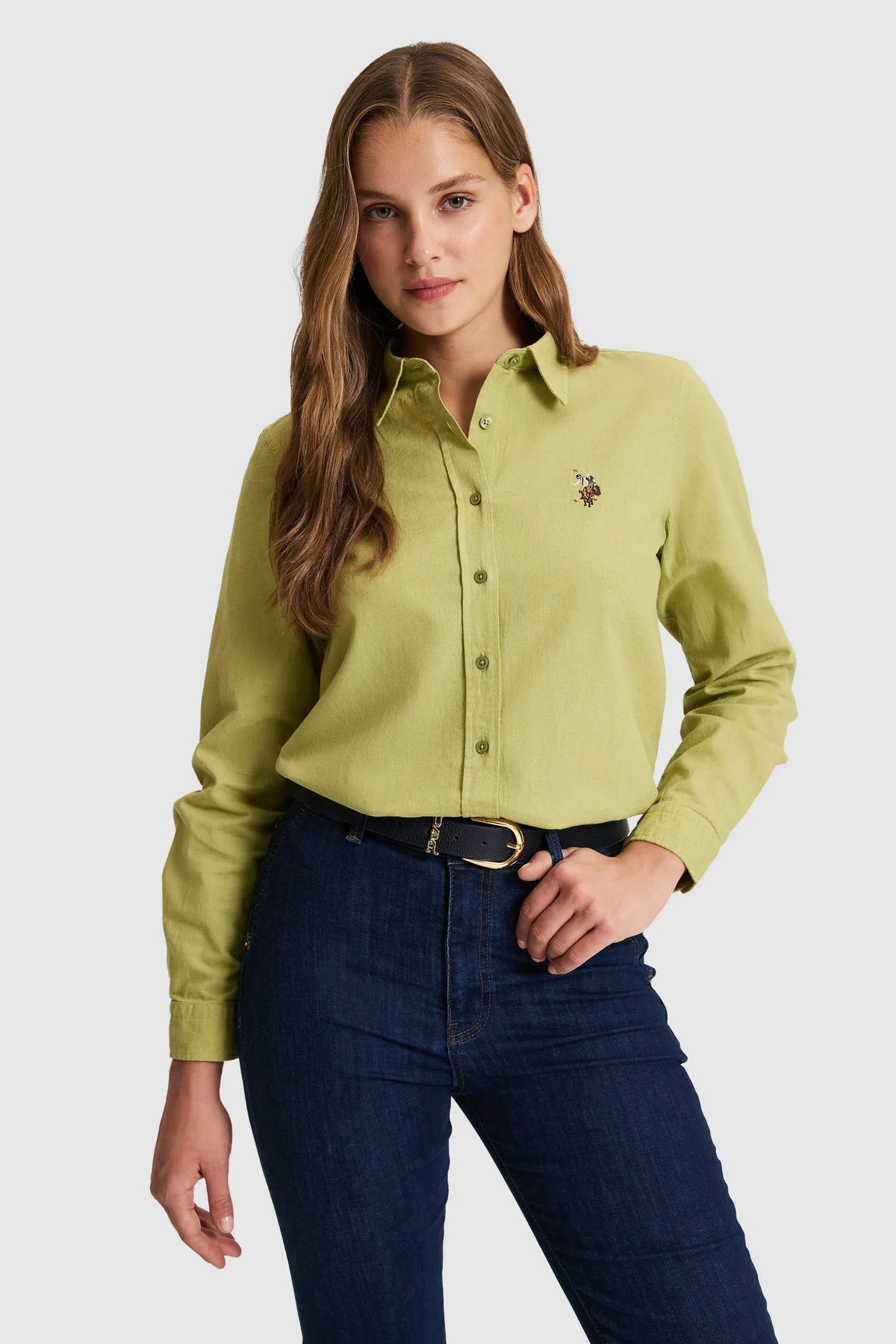 U.S. Polo Assn. Ages Women Sage Long Sleeve Corduroy Shirt SKU: G082SZ0040 PU-8737_VR016 Image 01