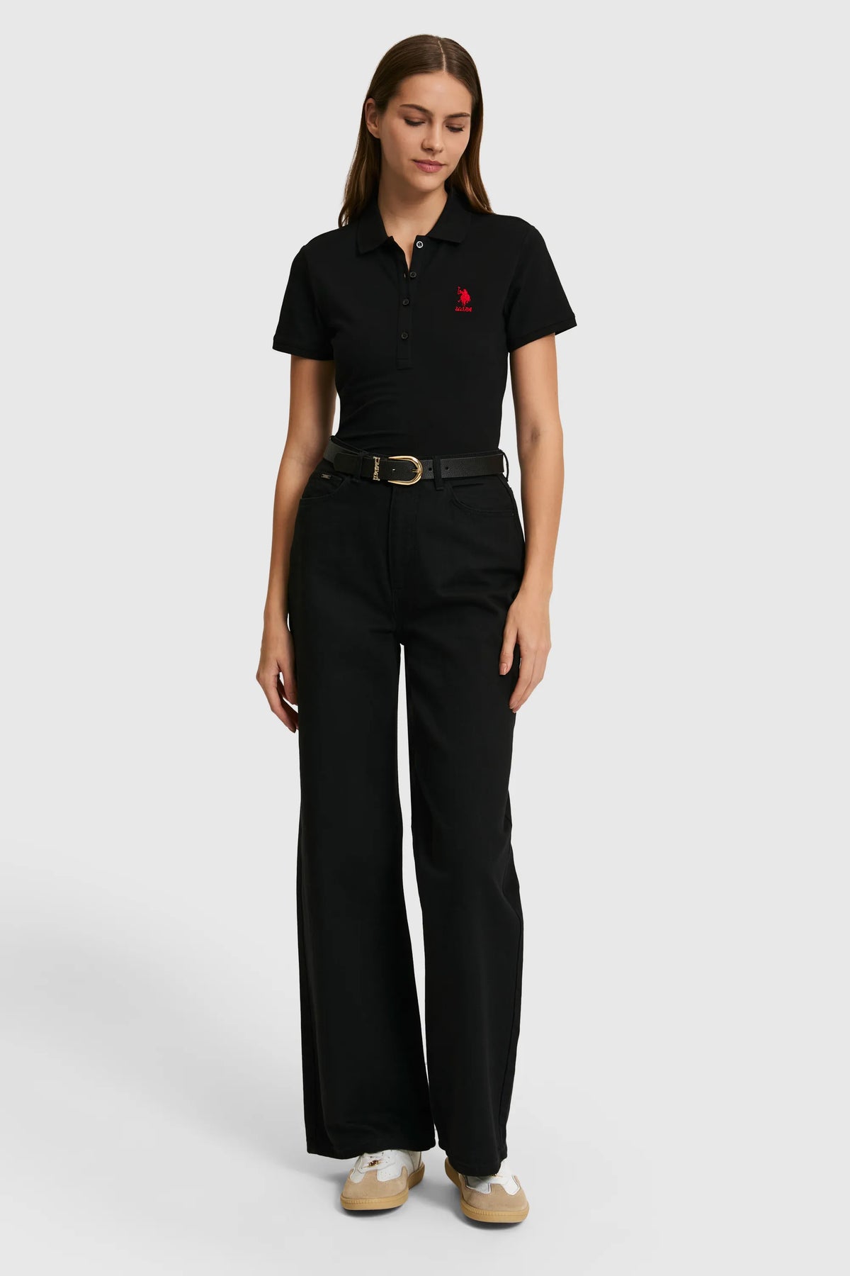 U.S. Polo Assn. Black Women Black Short Sleeve Fitted PiquŽ Polo Shirt SKU: G082SZ0110 PU-8814_VR046 Image 04