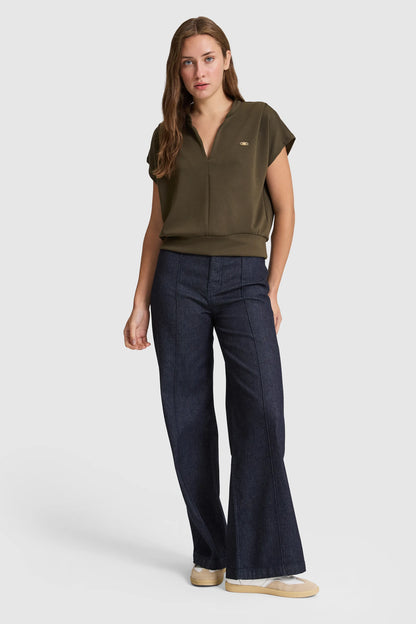U.S. Polo Assn. Dark Khaki Women Dark Khaki Short Sleeve Knitted Open Collar Polo Shirt SKU: G082SZ0110 PU-9922_VR111 Image 04