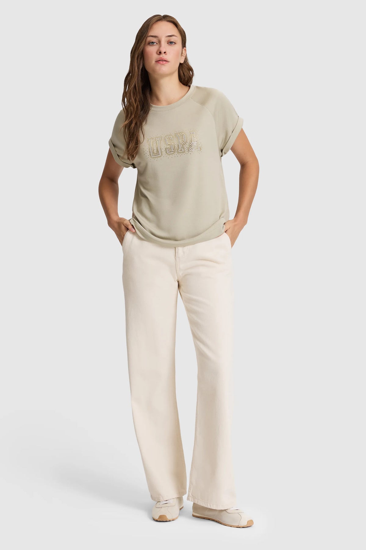 U.S. Polo Assn. Light Khaki Women Light Khaki Short Sleeve Printed T-Shirt SKU: G082SZ0110 PU-9936_VR183 Image 04
