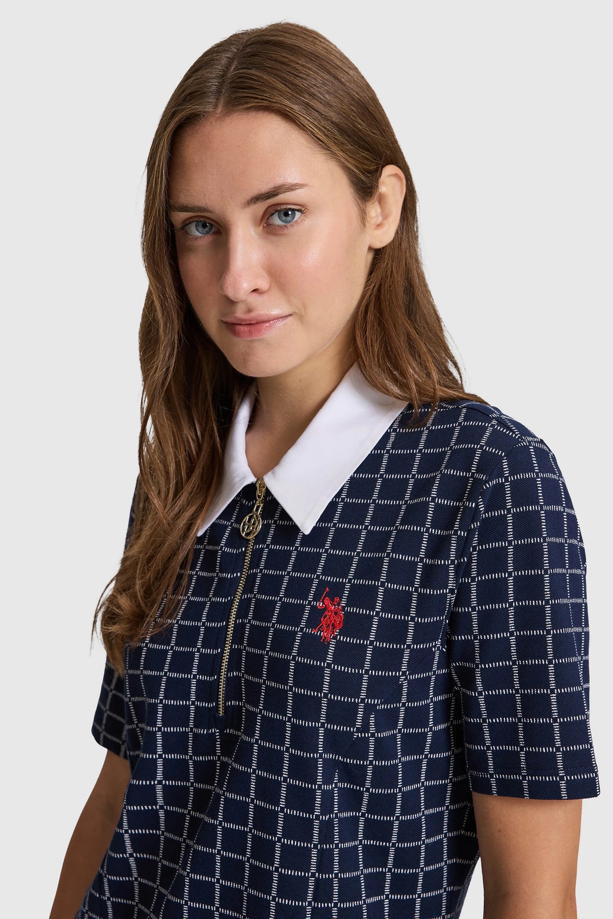 U.S. Polo Assn. Navy Women Navy Short Sleeve Printed Shirt Knee-Length Dress SKU: G082SZ0750 PU-10009_VR033 Image 02
