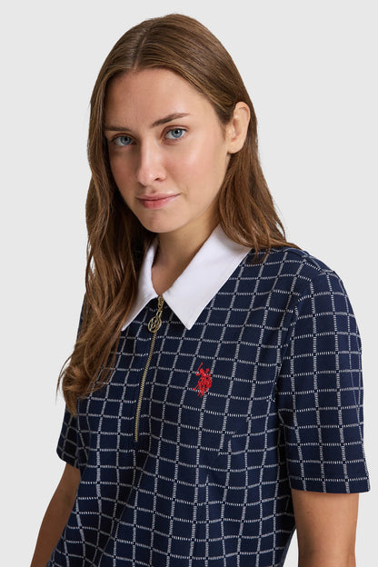 U.S. Polo Assn. Navy Women Navy Short Sleeve Printed Shirt Knee-Length Dress SKU: G082SZ0750 PU-10009_VR033 Image 02
