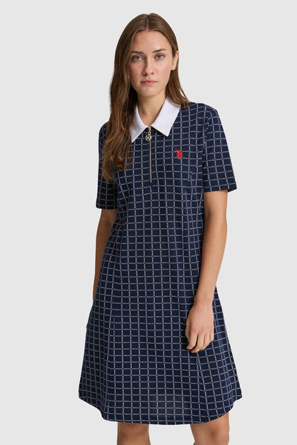 U.S. Polo Assn. Navy Women Navy Short Sleeve Printed Shirt Knee-Length Dress SKU: G082SZ0750 PU-10009_VR033 Image 03