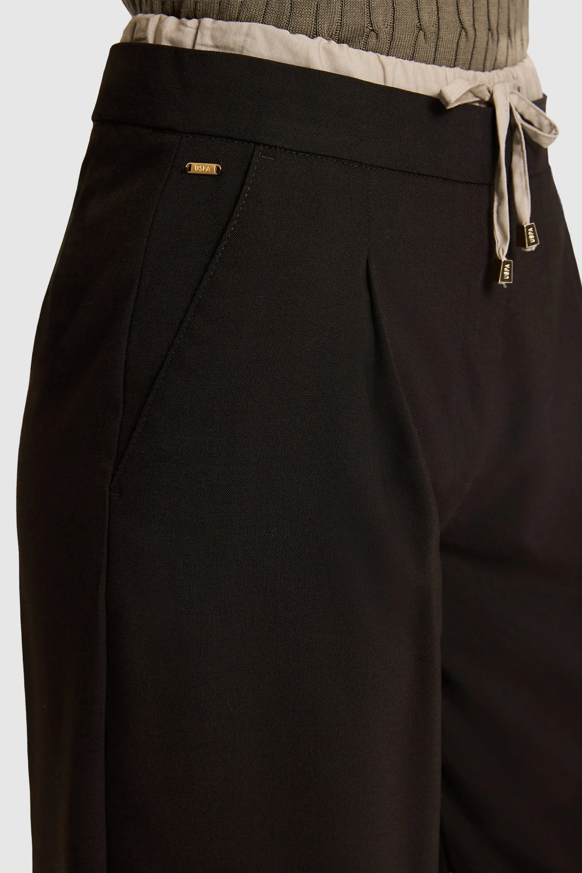 U.S. Polo Assn. Dark Brown Women Dark Brown Wide Leg Drawstring Slip on Trousers SKU: G082SZ0780 PU-14226_VR084 Image 06