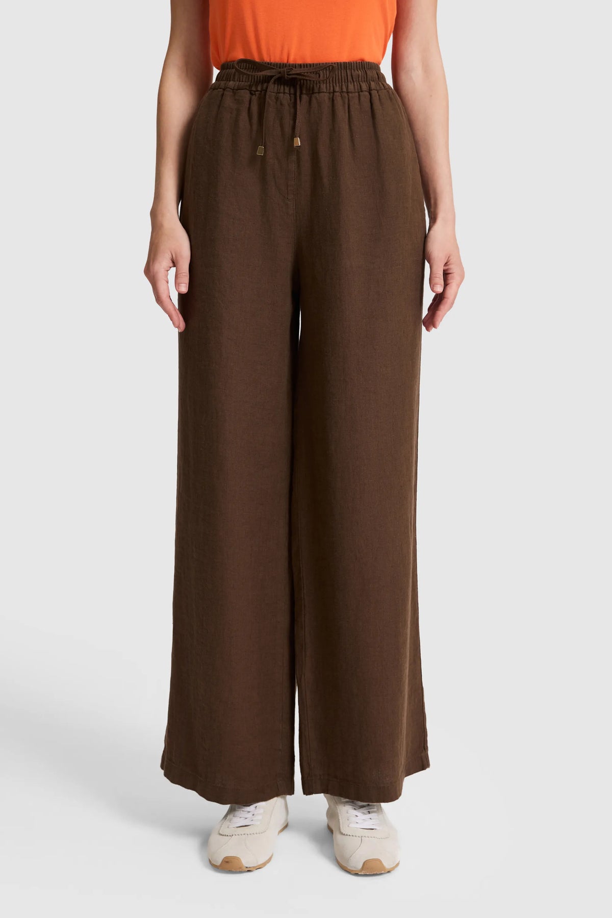 U.S. Polo Assn. Brown Women Brown Wide Leg Drawstring Slip on Trousers SKU: G082SZ0780 PU-9842_VR029 Image 02