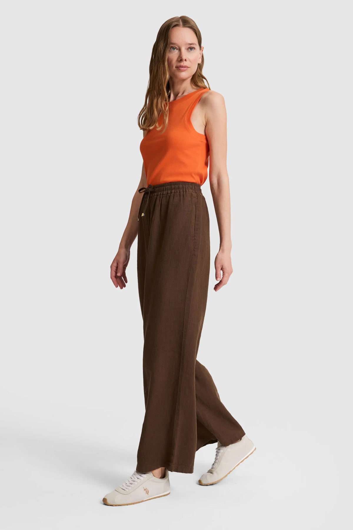 U.S. Polo Assn. Brown Women Brown Wide Leg Drawstring Slip on Trousers SKU: G082SZ0780 PU-9842_VR029 Image 03