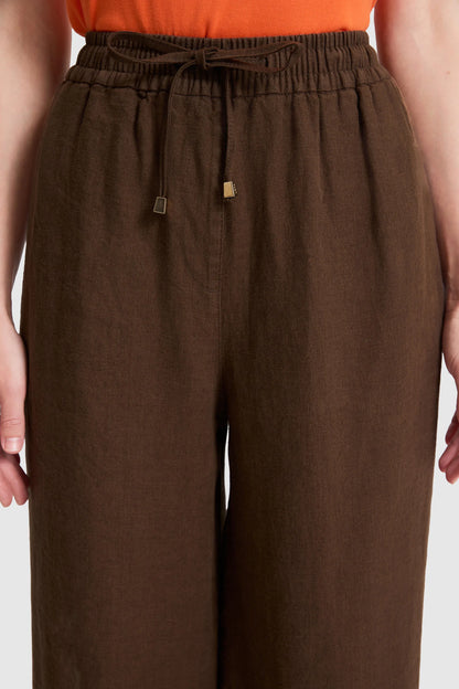 U.S. Polo Assn. Brown Women Brown Wide Leg Drawstring Slip on Trousers SKU: G082SZ0780 PU-9842_VR029 Image 06