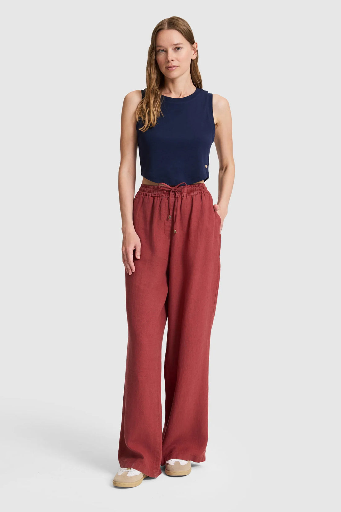 U.S. Polo Assn. Cherry Women Cherry Wide Leg Drawstring Slip on Trousers SKU: G082SZ0780 PU-9842_VR223 Image 01