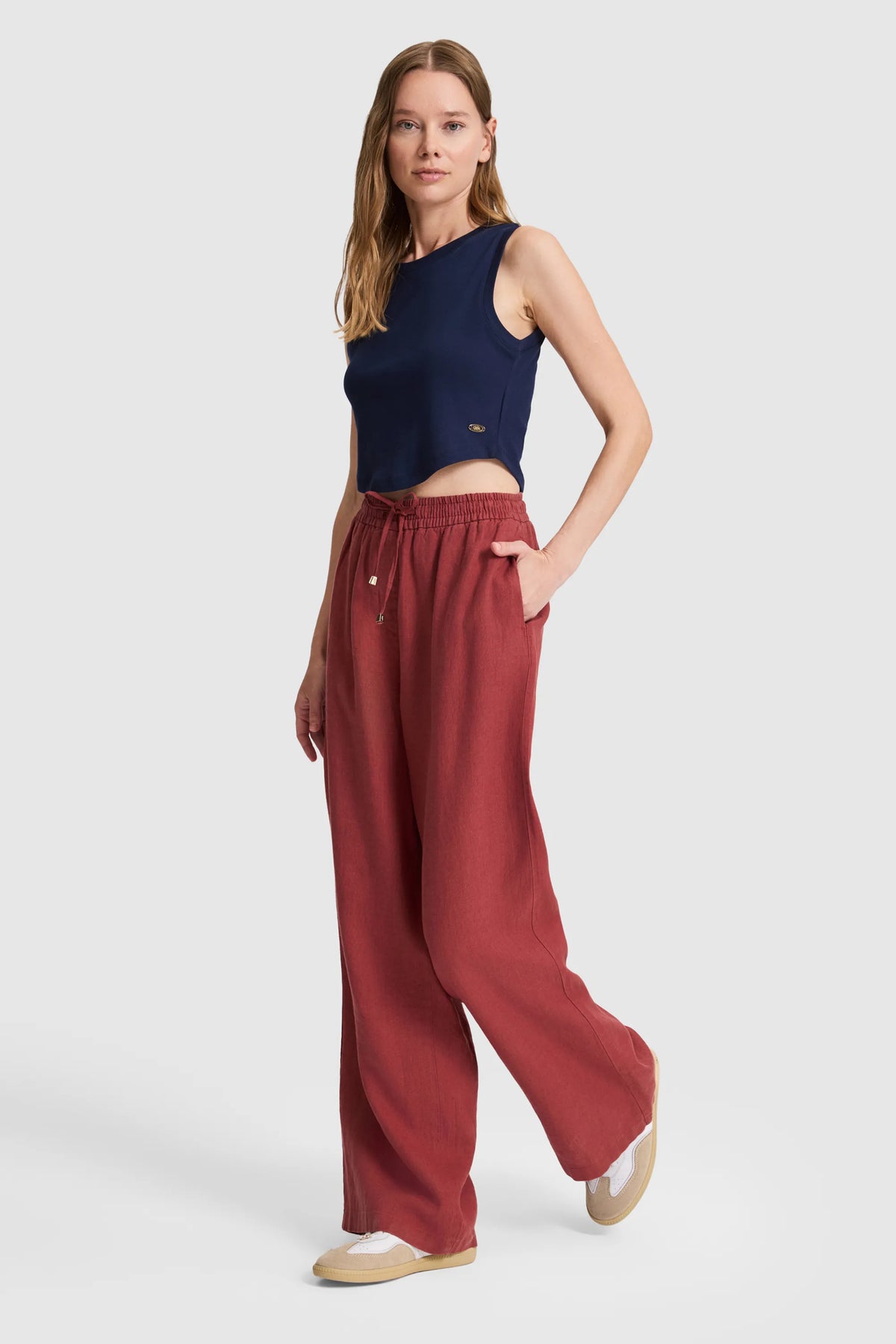 U.S. Polo Assn. Cherry Women Cherry Wide Leg Drawstring Slip on Trousers SKU: G082SZ0780 PU-9842_VR223 Image 03