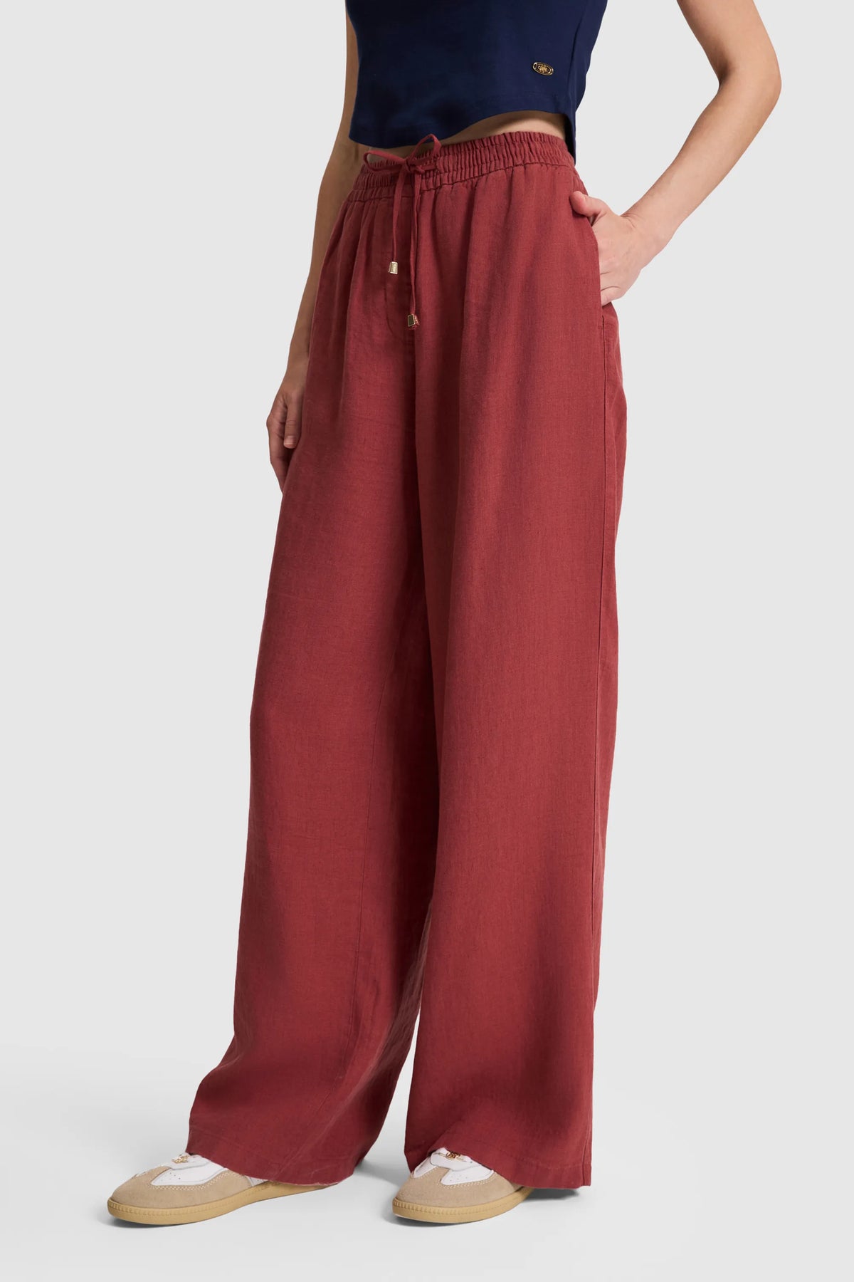 U.S. Polo Assn. Cherry Women Cherry Wide Leg Drawstring Slip on Trousers SKU: G082SZ0780 PU-9842_VR223 Image 04