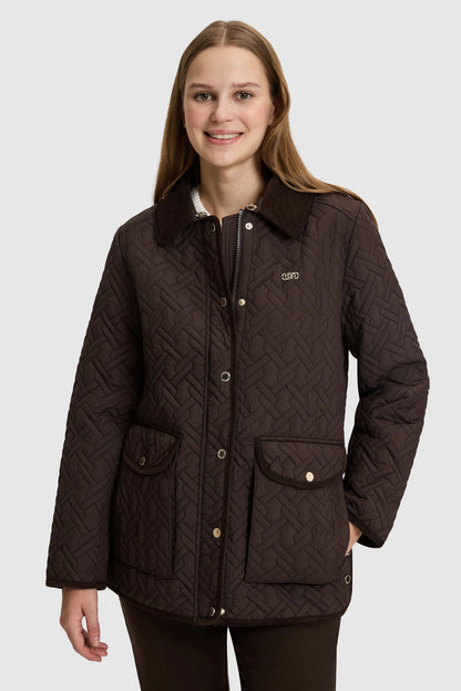 U.S. Polo Assn. Dark Brown Women Dark Brown Diamond Quilted Barn Jacket SKU: G082SZ0MS0 PU-13438_VR084 Image 01